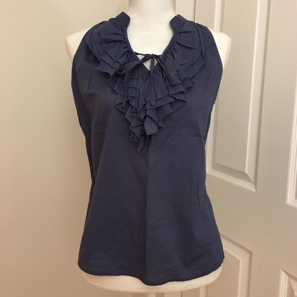 LOFT sleeveless ruffled blouse